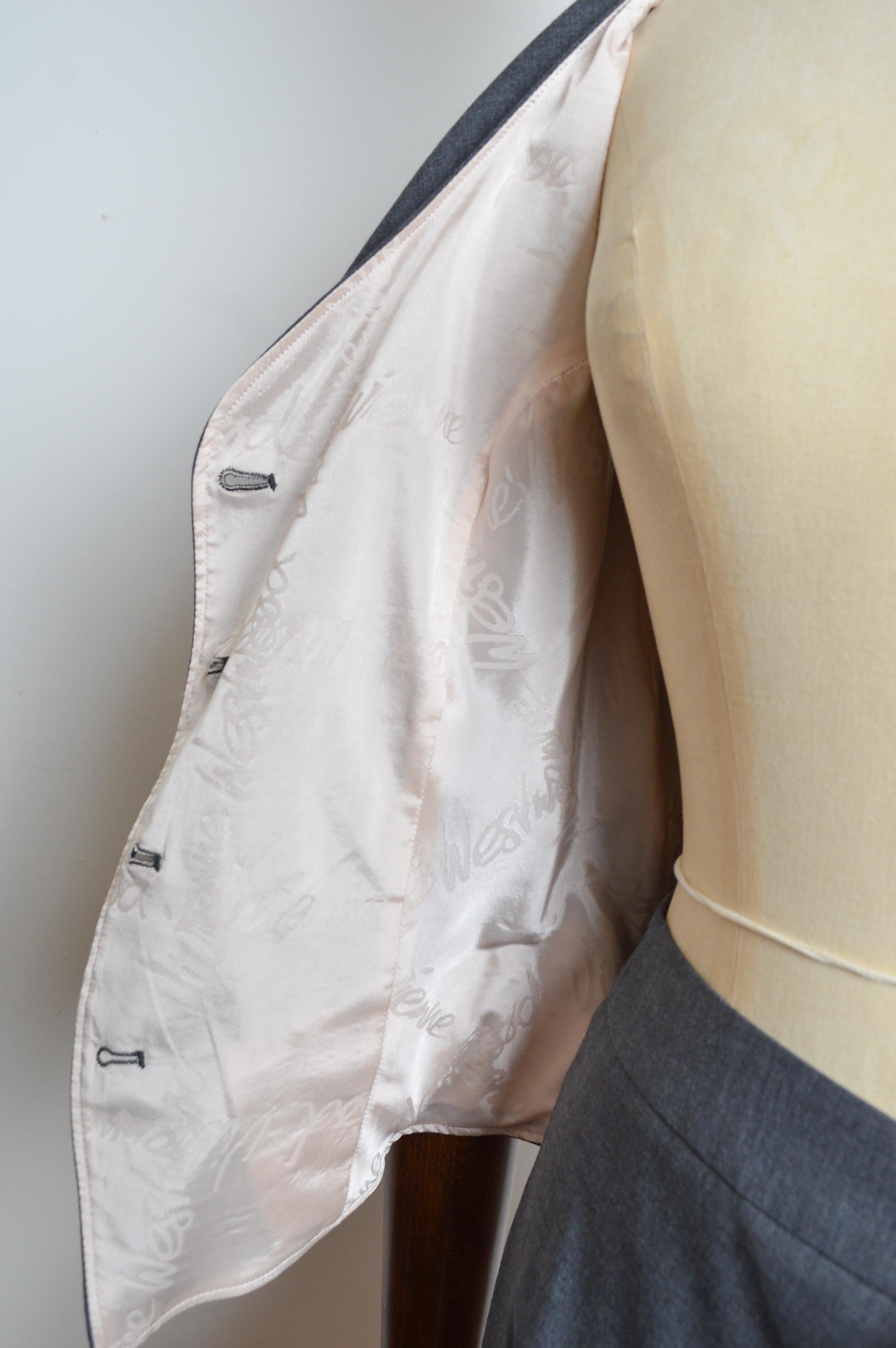 2010 Vivienne Westwood Charcoal grey corset waistcoat Top & Ruched skirt suit For Sale 10