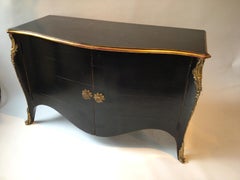 2010 Wood French Black Commode with Gilt Accents