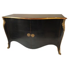 2010 Wood French Black Commode with Gilt Accents