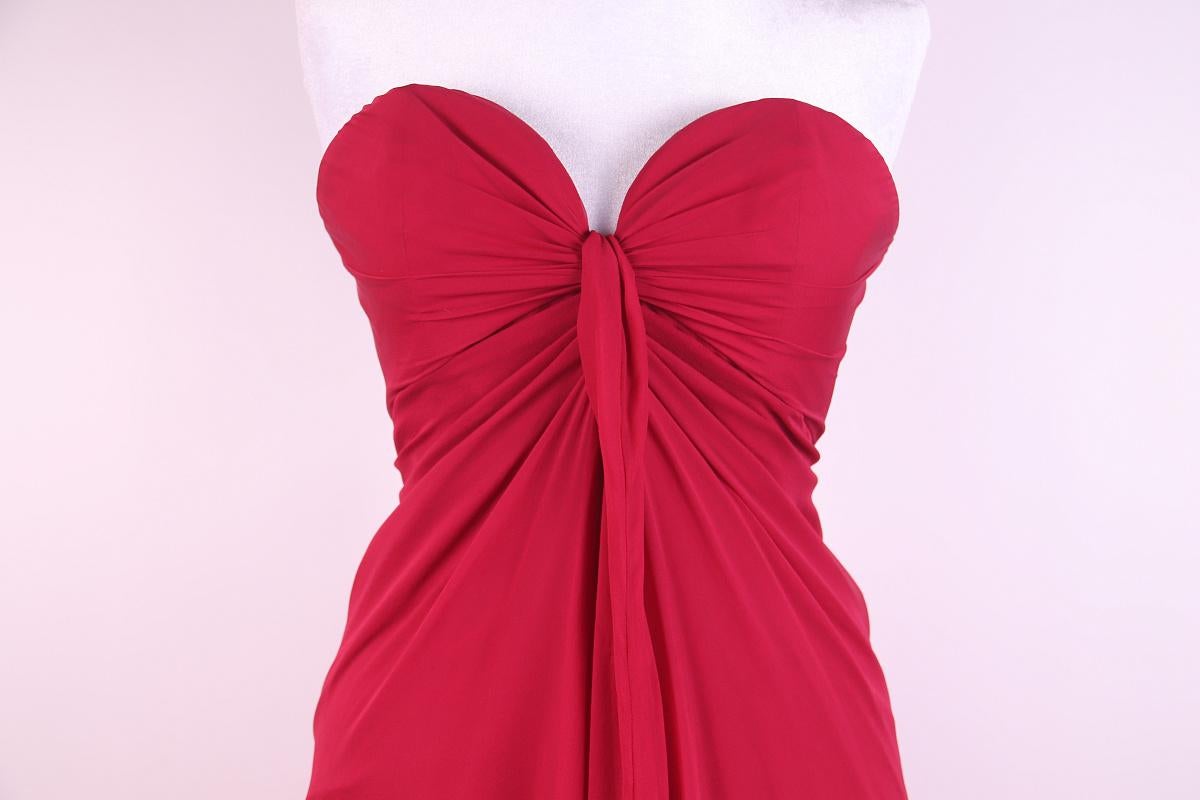 2010 Yves Saint Laurent by Stefano Pilati Edition Soir Red Silk Dress For Sale 6