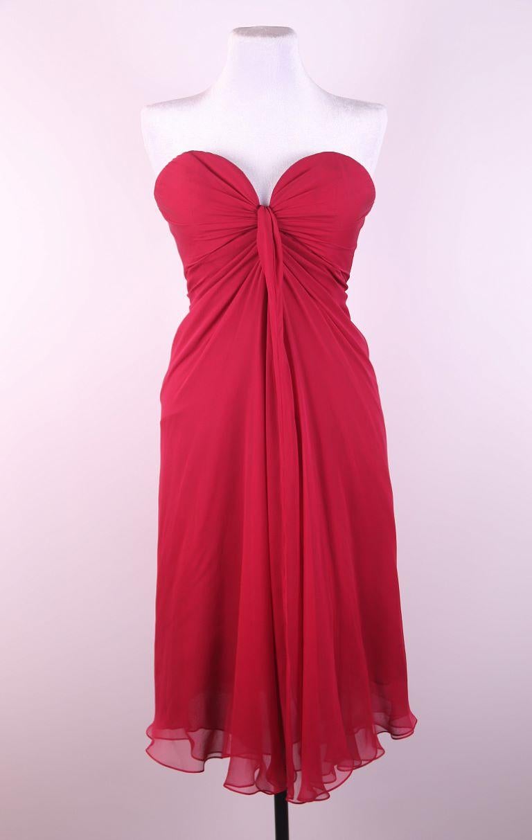 2010 Yves Saint Laurent by Stefano Pilati Edition Soir Red Silk Dress For Sale 1