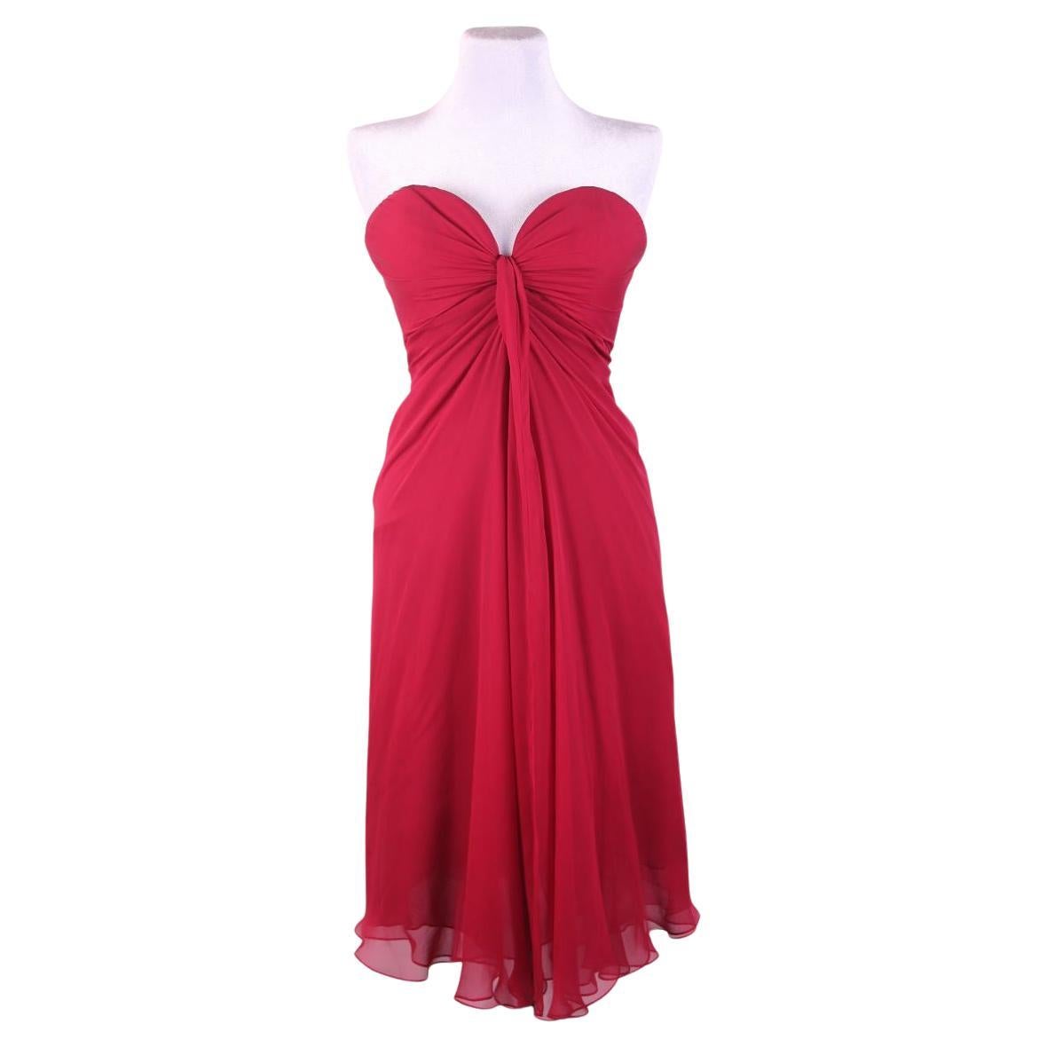 2010 Yves Saint Laurent by Stefano Pilati Edition Soir Red Silk Dress For Sale