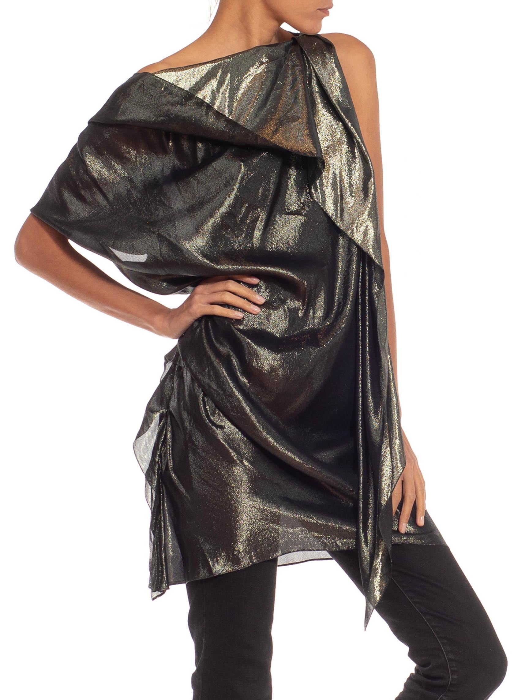 2010S ALBER ELBAZ Black & Gold Silk Lurex Dress For Sale 1