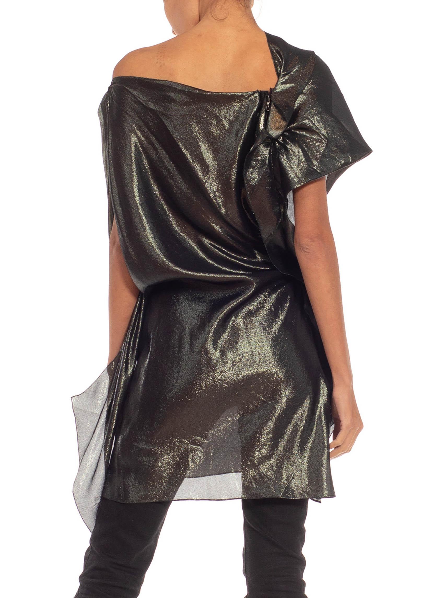 2010S ALBER ELBAZ Black & Gold Silk Lurex Dress For Sale 2