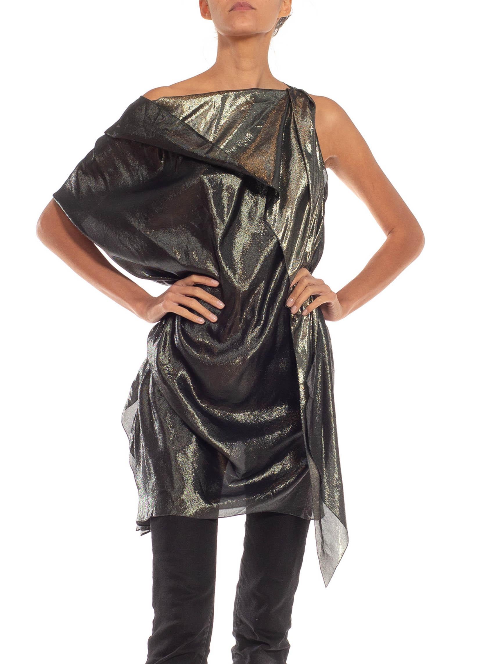 2010S ALBER ELBAZ Black & Gold Silk Lurex Dress For Sale 6