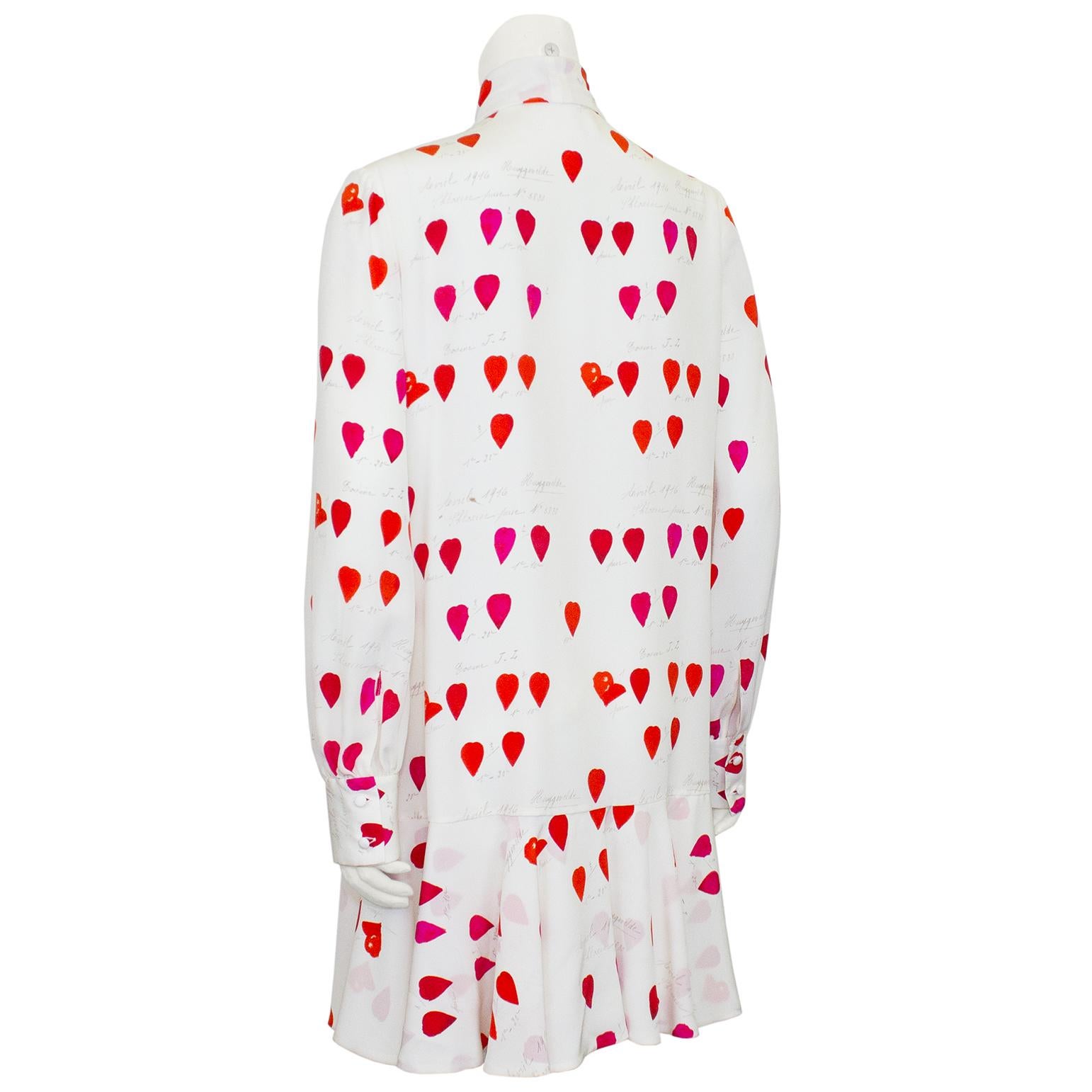 2010s Alexander McQueen Silk Heart Print Dress  In Good Condition For Sale In Toronto, Ontario