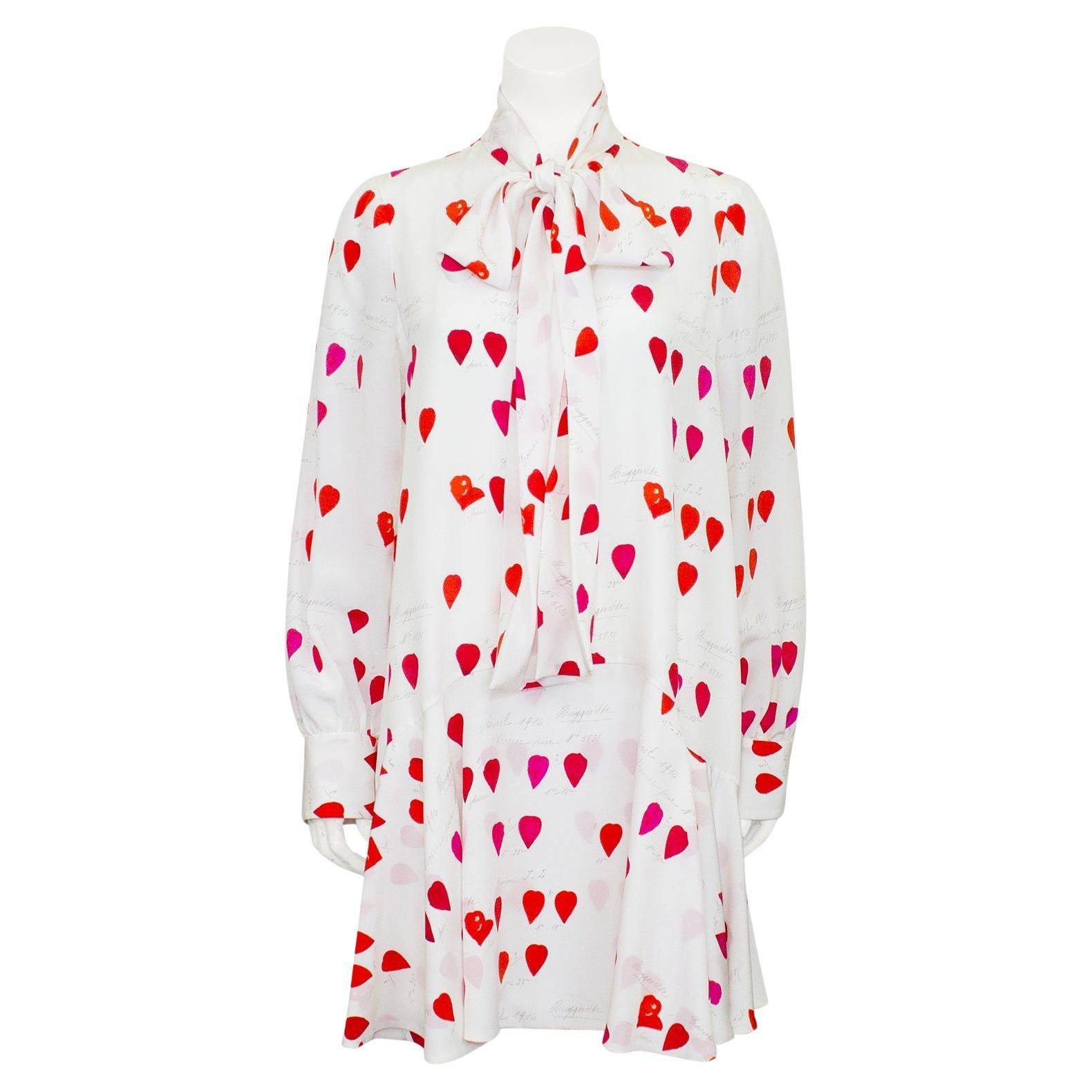 2010s Alexander McQueen Silk Heart Print Dress  For Sale