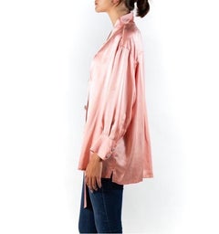 2010S Alta Moda Dolce & Gabbana Bubble Gum Pink Silk Satin Blouse With Giant Cr