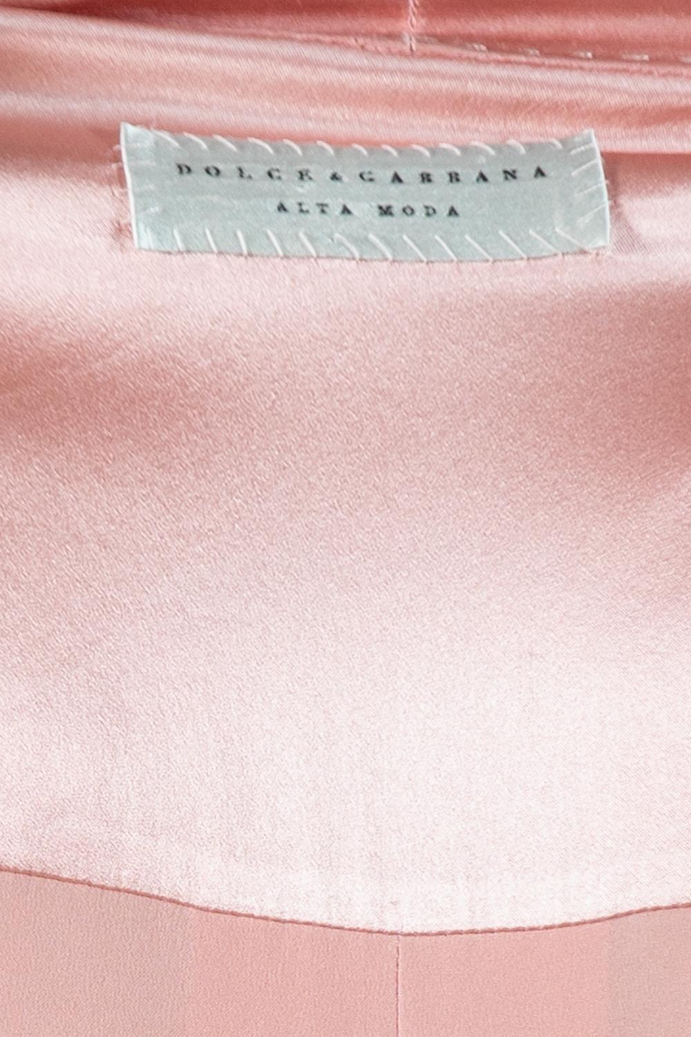 2010S Alta Moda Dolce & Gabbana Bubble Gum Pink Silk Satin Blouse With Giant Cr For Sale 3
