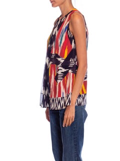 2010S ALTUZARRA Silk Ikat Print Sleeveless Top