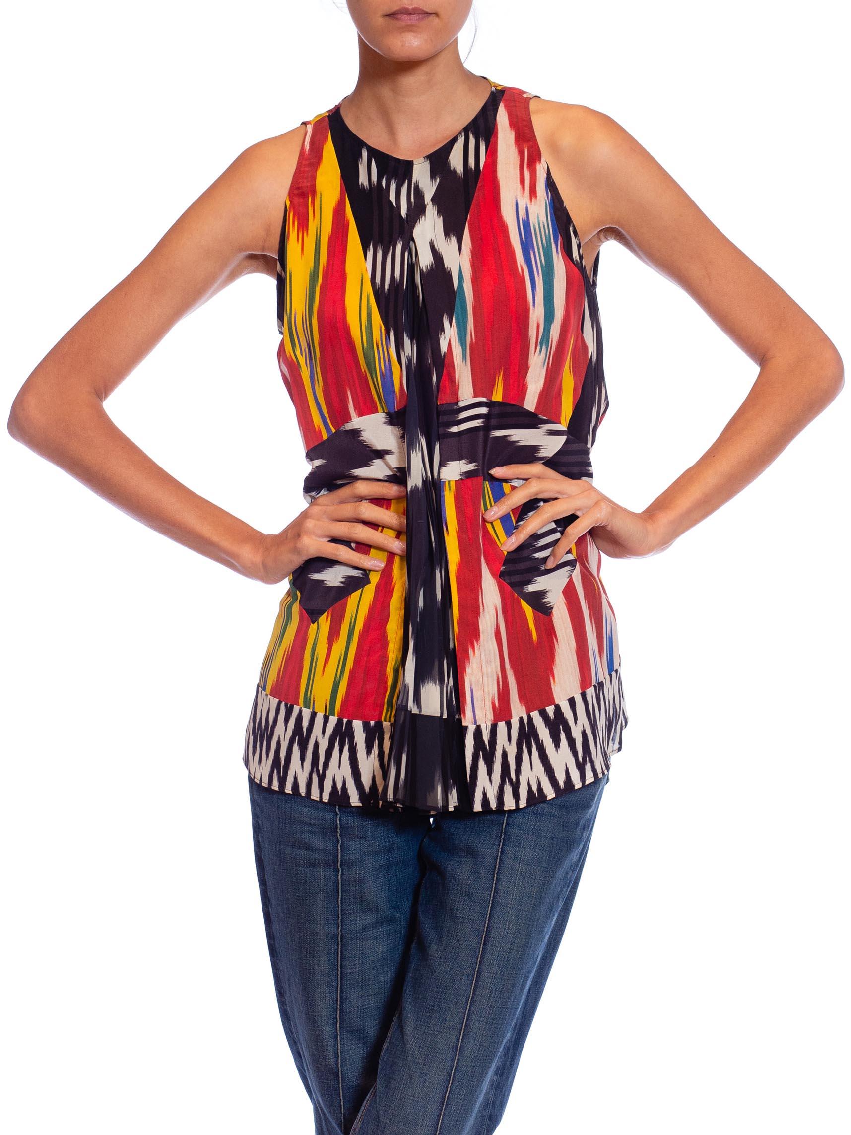 2010S ALTUZARRA Silk Ikat Print Sleeveless Top In Excellent Condition For Sale In New York, NY