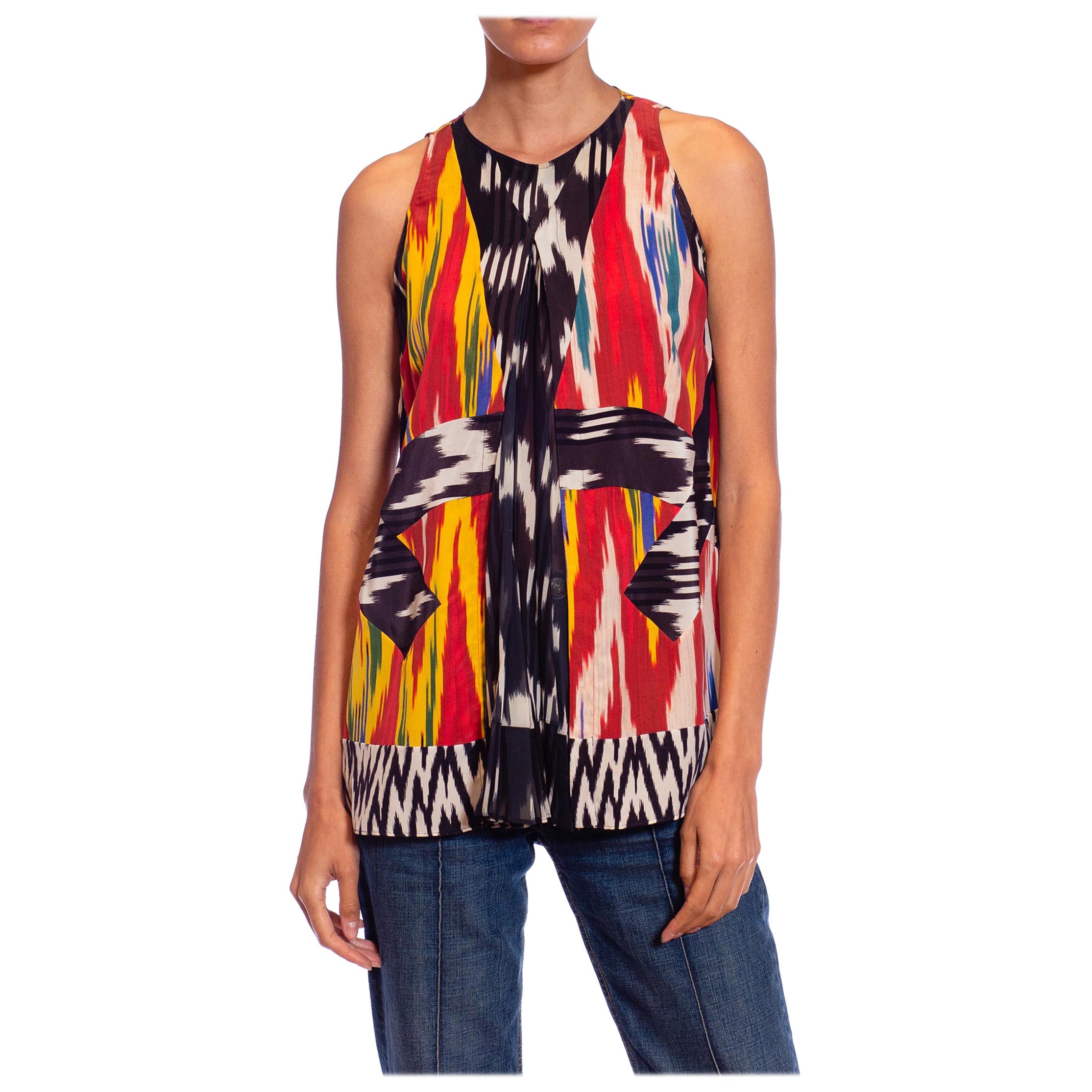 2010S ALTUZARRA Top senza maniche in seta con stampa Ikat