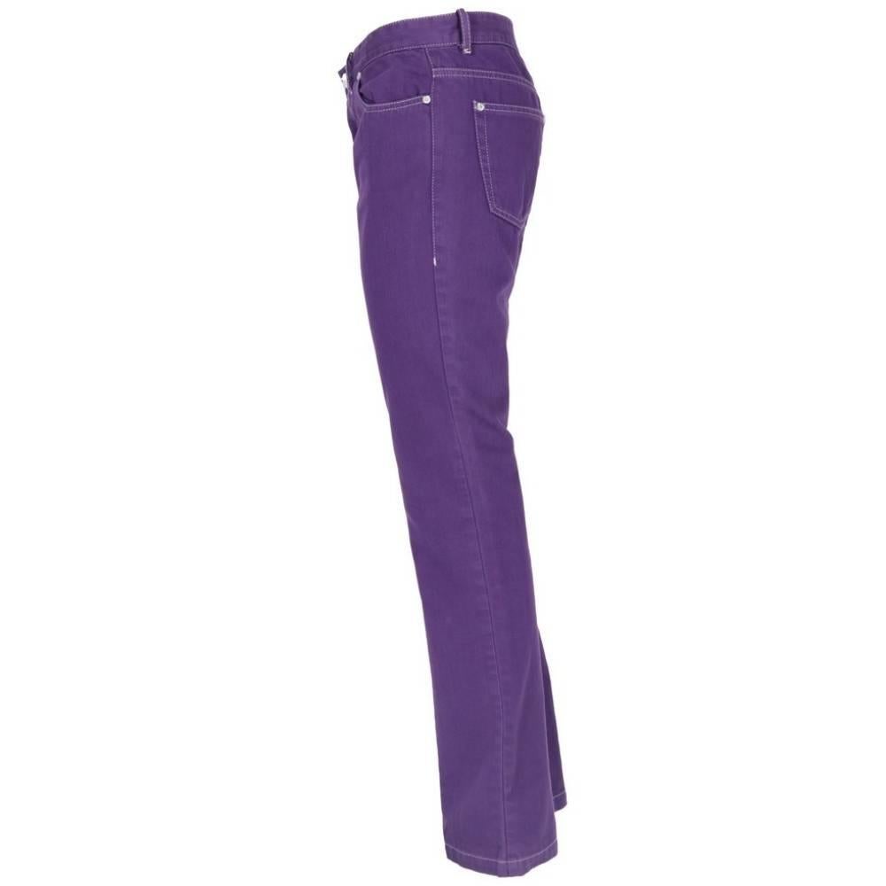 Balenciaga purple cotton slim-fit jeans. Low-waist model, with five pockets and logoed buttons fastening.Item shows signs of wear on the buttons and rear label, as shown in the pictures.

Years: 2010s
Made in Italy
Size: 30

Flat