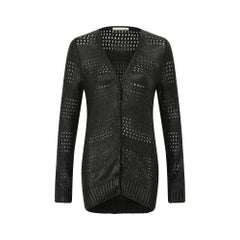 2010s Balenciaga Textured Black Knit Long Cardigan