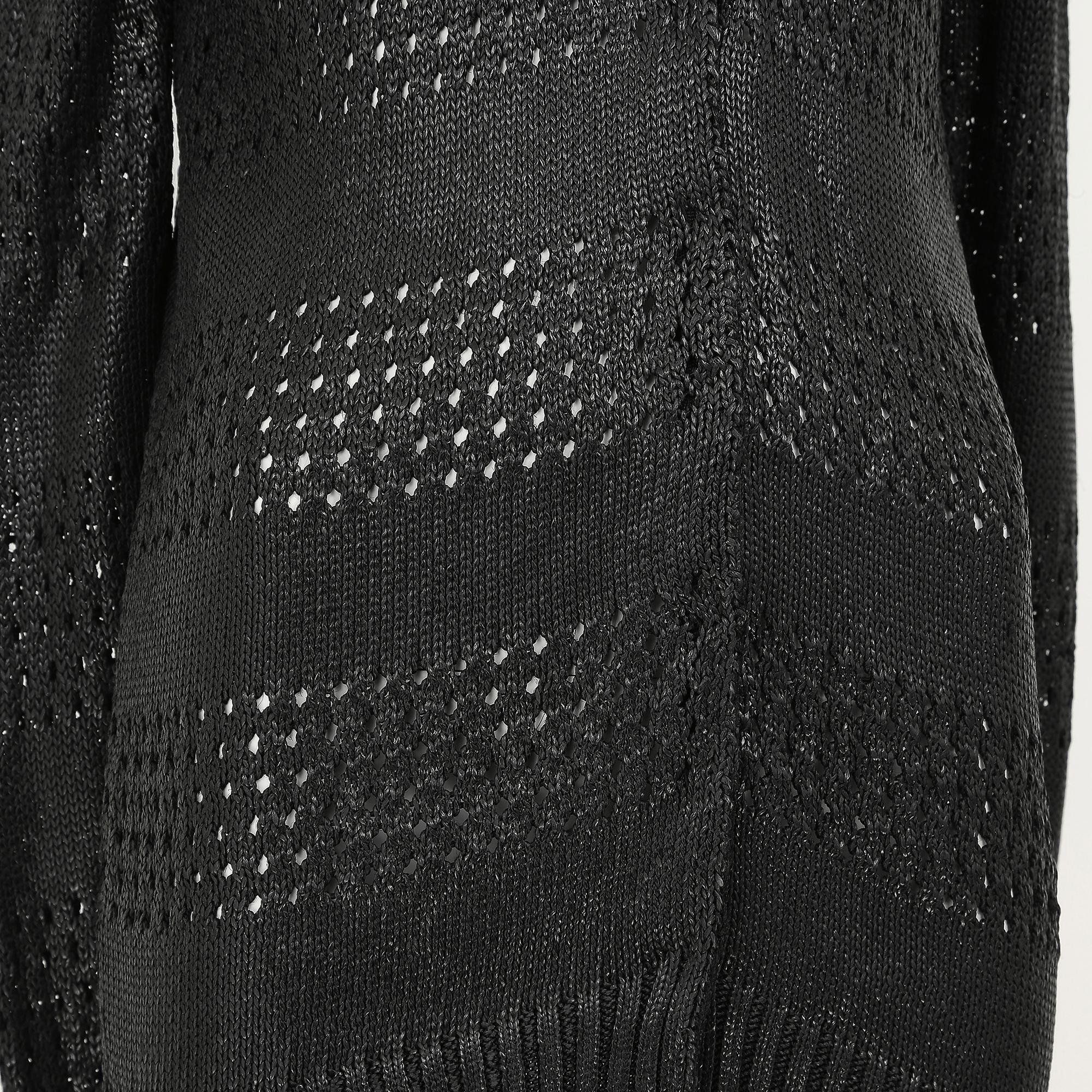2010s Balenciaga Textured Black Knit Long Cardigan For Sale 1