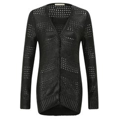 Cardigan lungo in maglia nera a trama rigata di Balenciaga degli anni '10