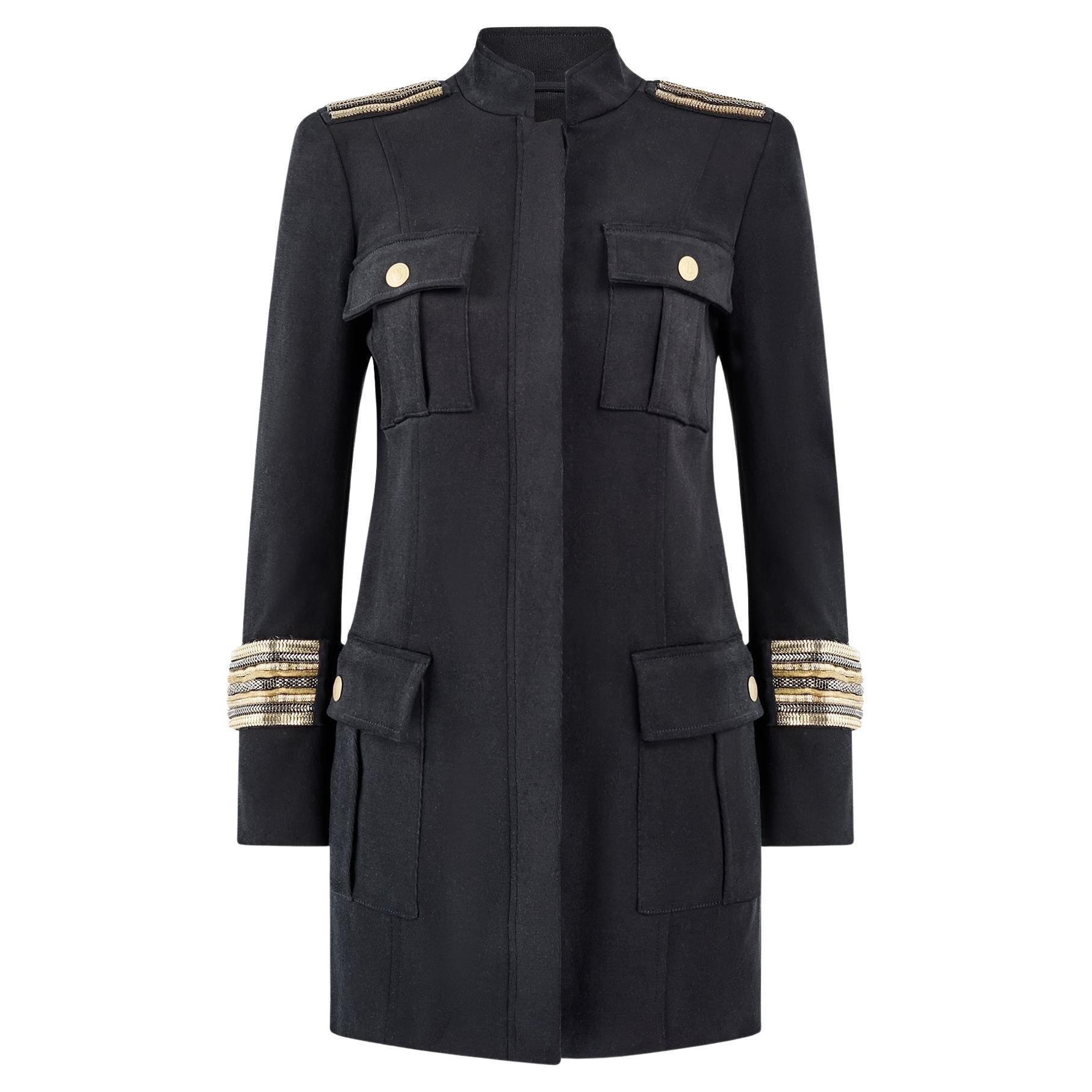2010s Balmain Military Jacket with Metal Braid Epaulettes and Cuffs