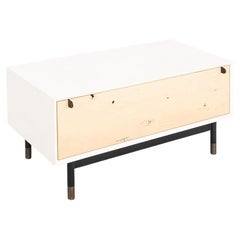 2010s BDDW Low Profile Nightstand / Cabinet in Brass and Lacquered Wood 31x16x15