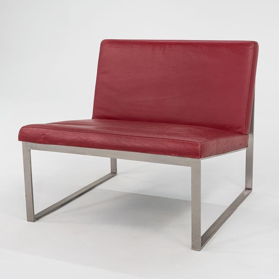 2010er Bernhardt Design B.2 Loungesessel von Fabien Baron aus rotem Anilinleder im Angebot 3