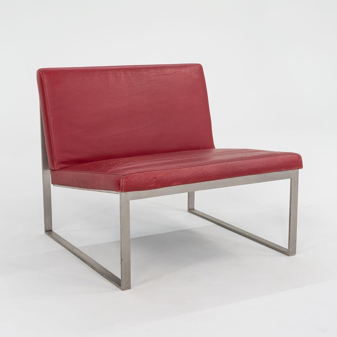 2010er Bernhardt Design B.2 Loungesessel von Fabien Baron aus rotem Anilinleder im Angebot 4