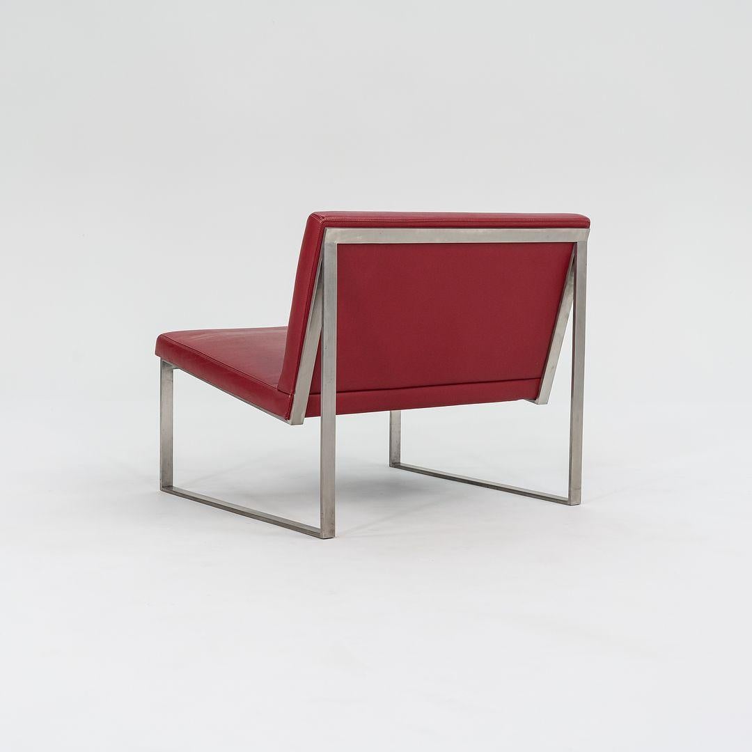 2010er Bernhardt Design B.2 Loungesessel von Fabien Baron aus rotem Anilinleder (Stahl) im Angebot