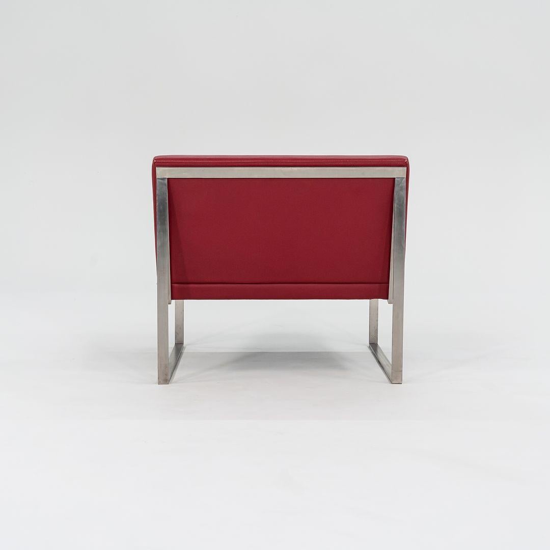 2010er Bernhardt Design B.2 Loungesessel von Fabien Baron aus rotem Anilinleder im Angebot 1