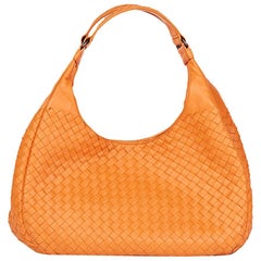 2010's Bottega Veneta Orange Woven Calfskin Leather Medium Campana Bag