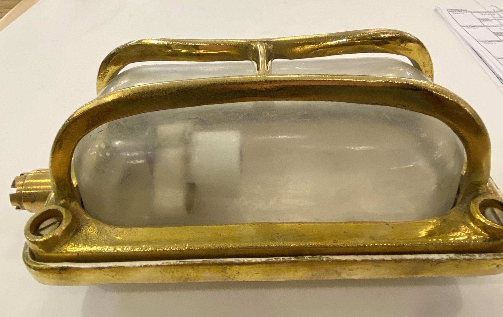 Contemporary Brass Nautical Ship Sconce Light Rectangular Qty Available Bulkhead Style For Sale