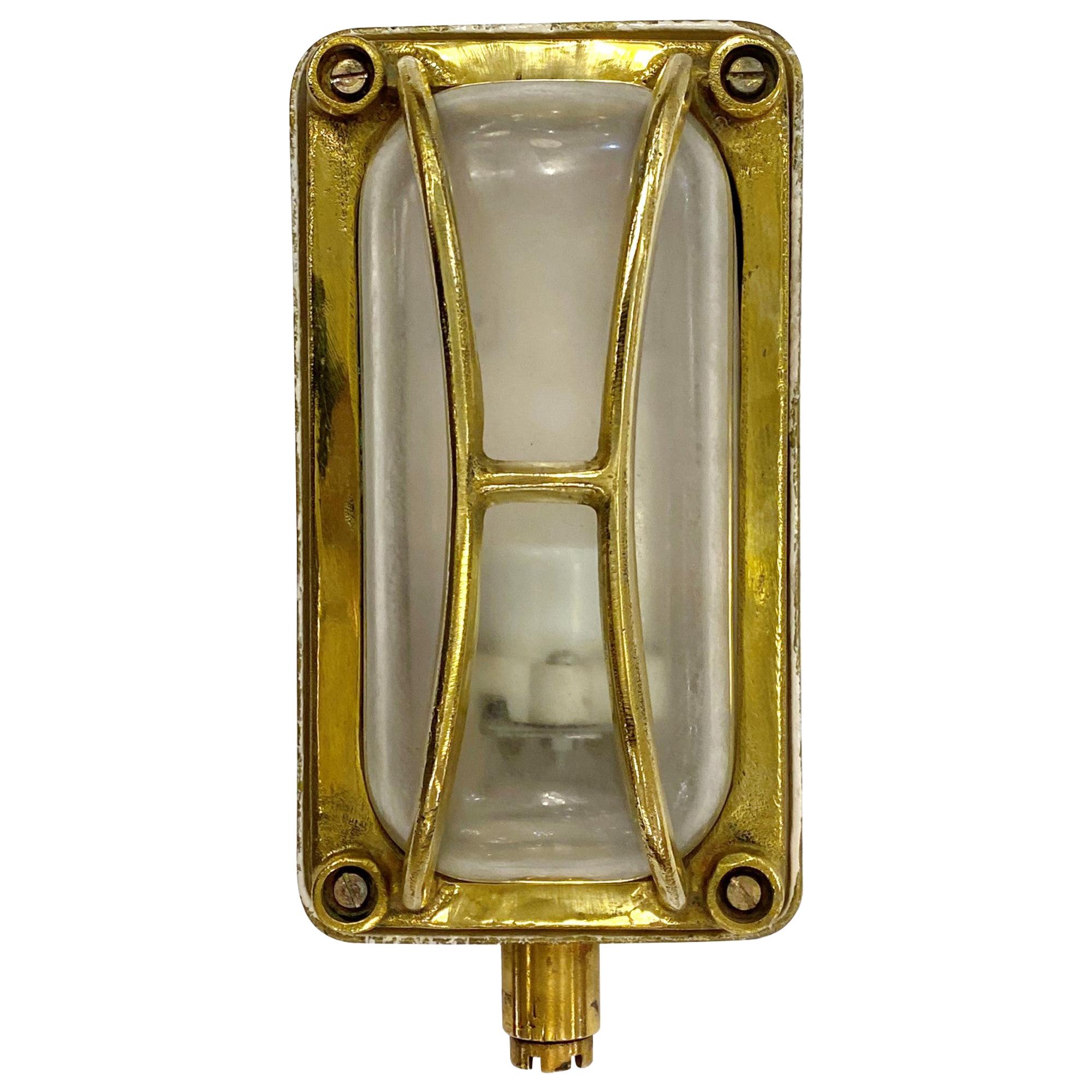 Brass Nautical Ship Sconce Light Rectangular Qty Available Bulkhead Style For Sale