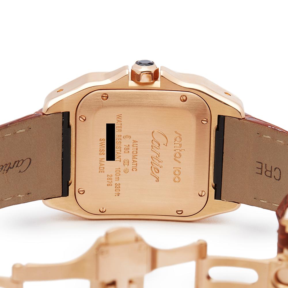2010's Cartier Santos 100 Rose Gold 2879 Wristwatch In Excellent Condition In Bishops Stortford, Hertfordshire