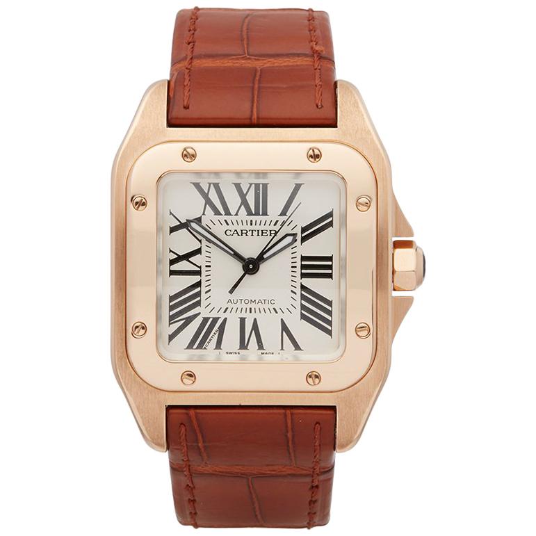 2010's Cartier Santos 100 Rose Gold 2879 Wristwatch