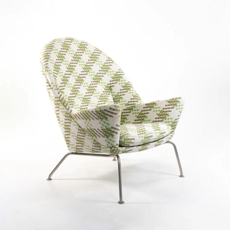 Stainless Steel 2010s CH468 Oculus Lounge Chair by Hans Wegner for Carl Hansen in Fabric For Sale