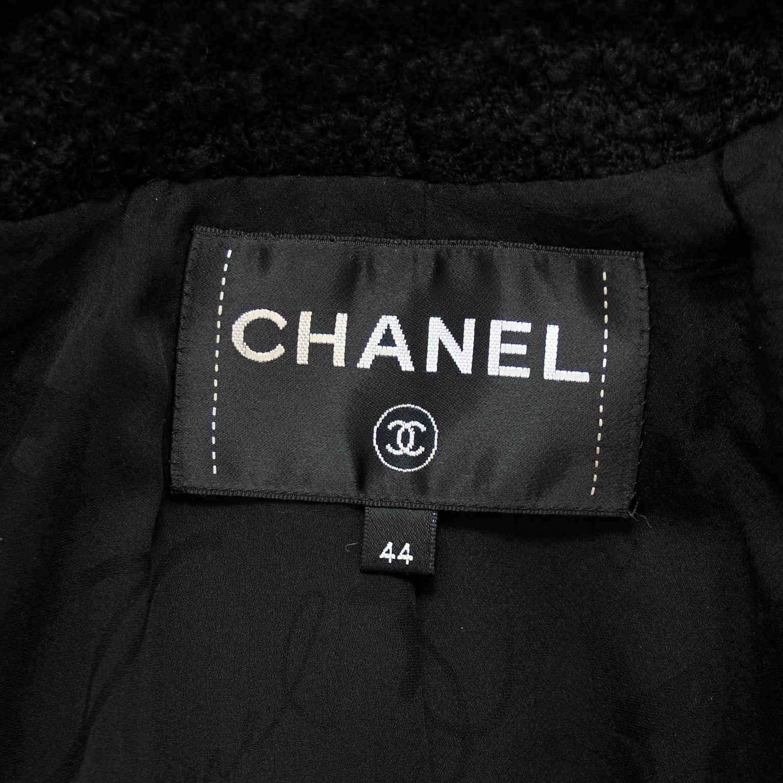 2010s Chanel Black Boucle Jacket For Sale 3