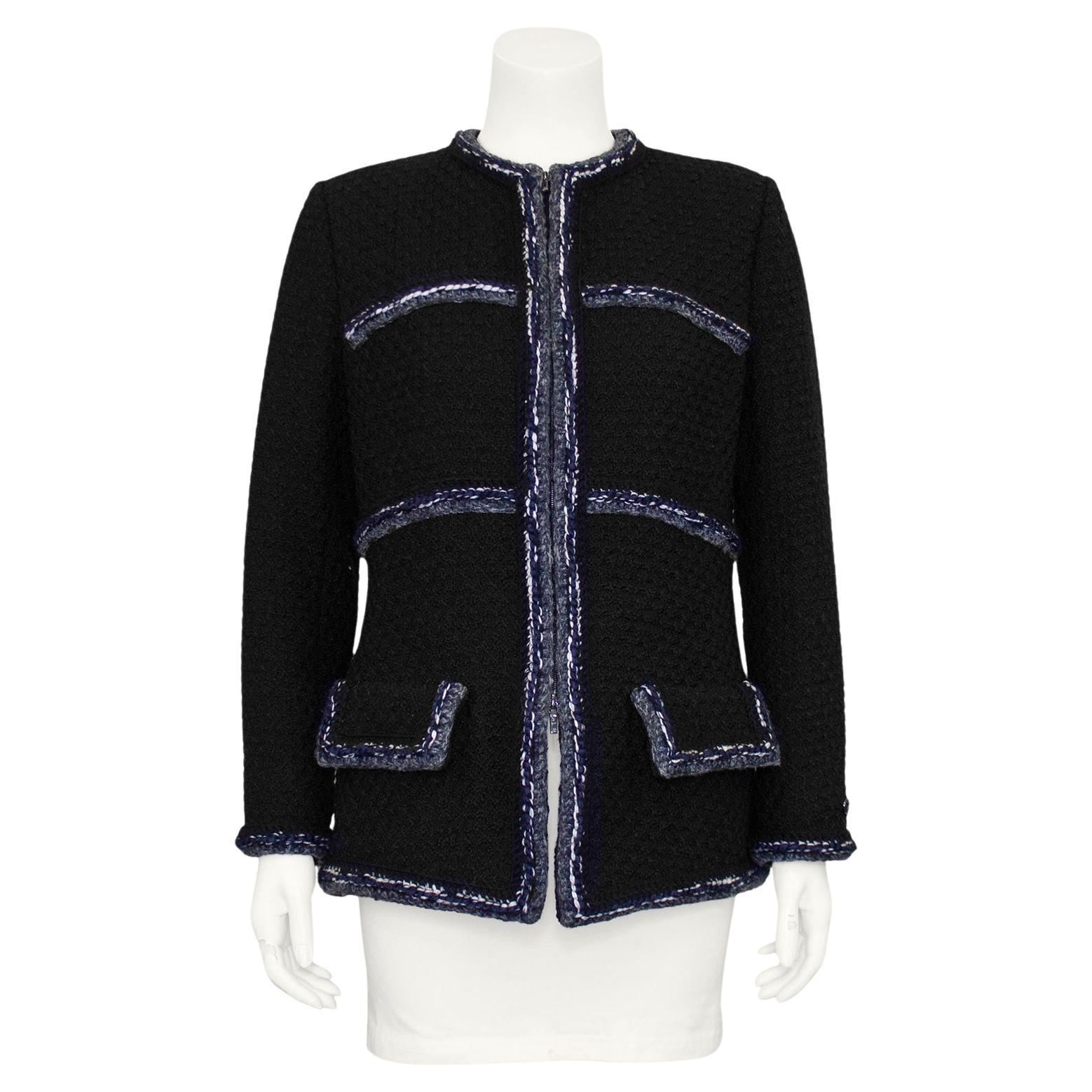 2010s Chanel Black Boucle Jacket For Sale