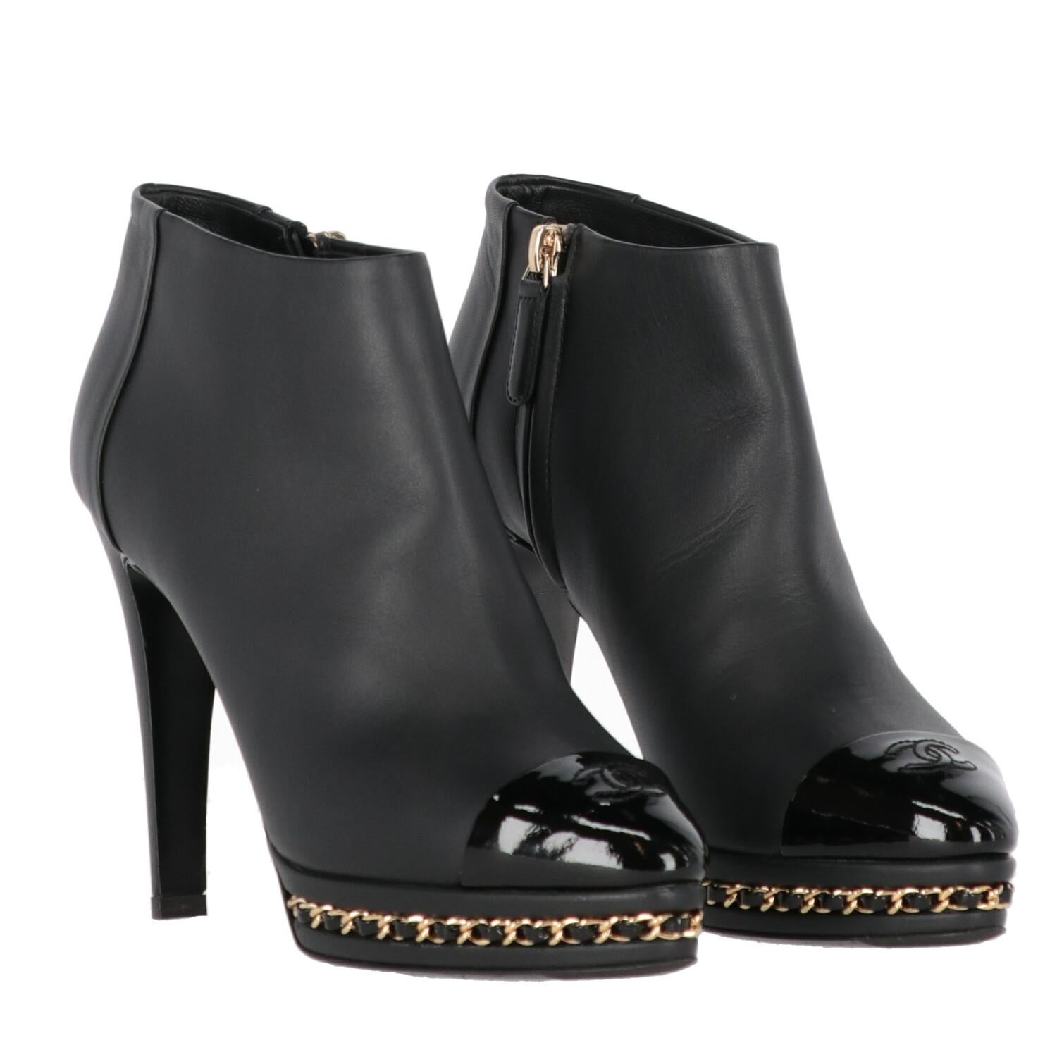 Women's 2010s Chanel Black Leather Ankle Boots