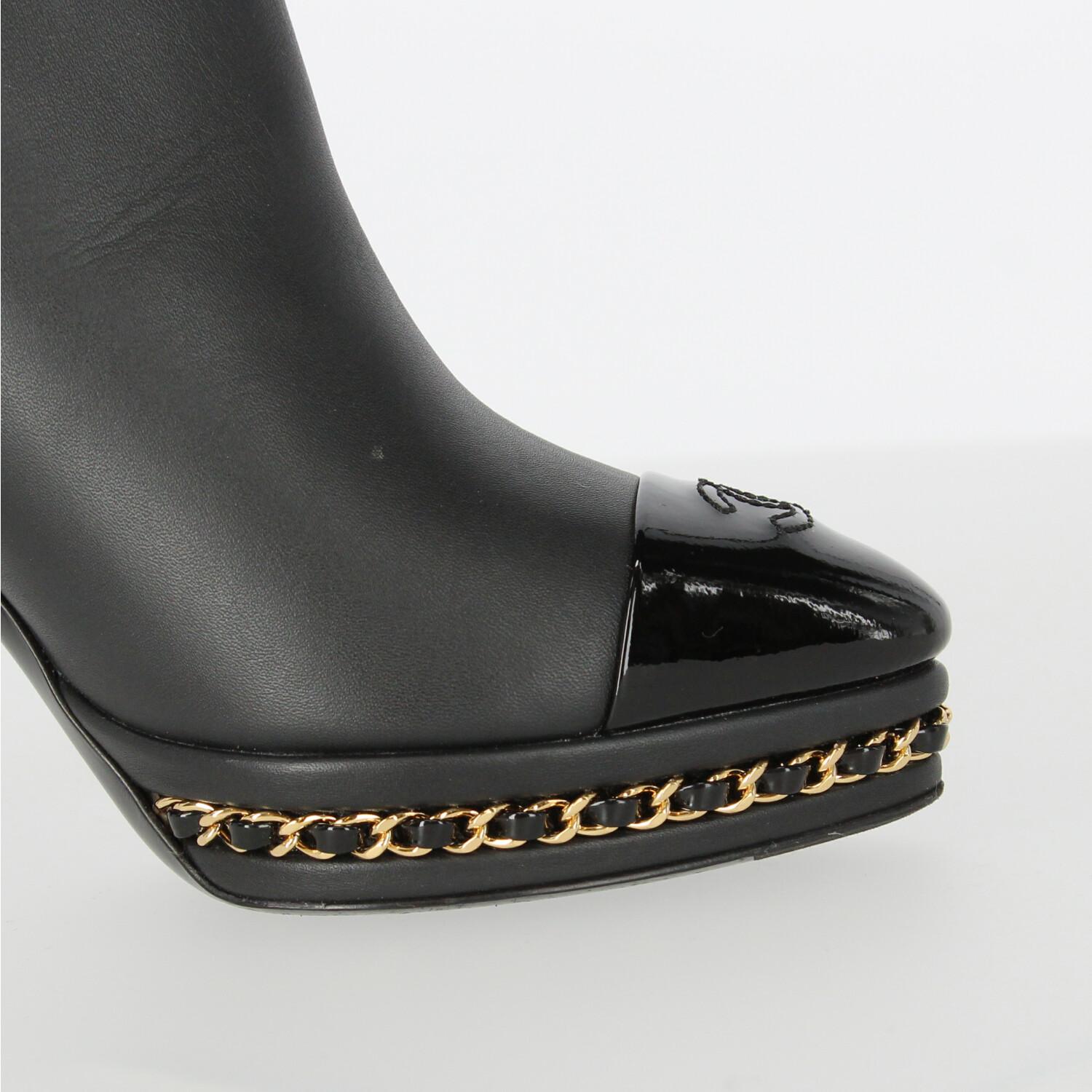 2010s Chanel Black Leather Ankle Boots 3