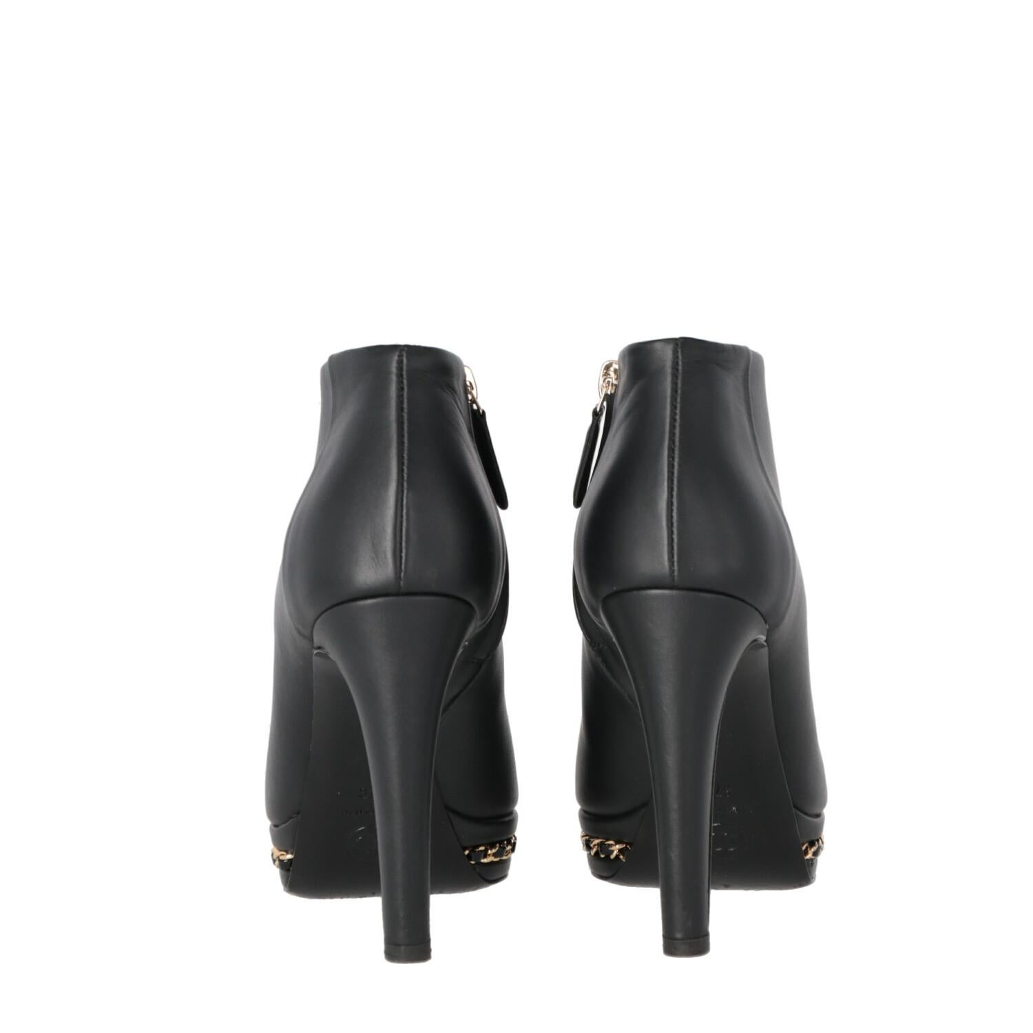 2010s Chanel Black Leather Ankle Boots 5