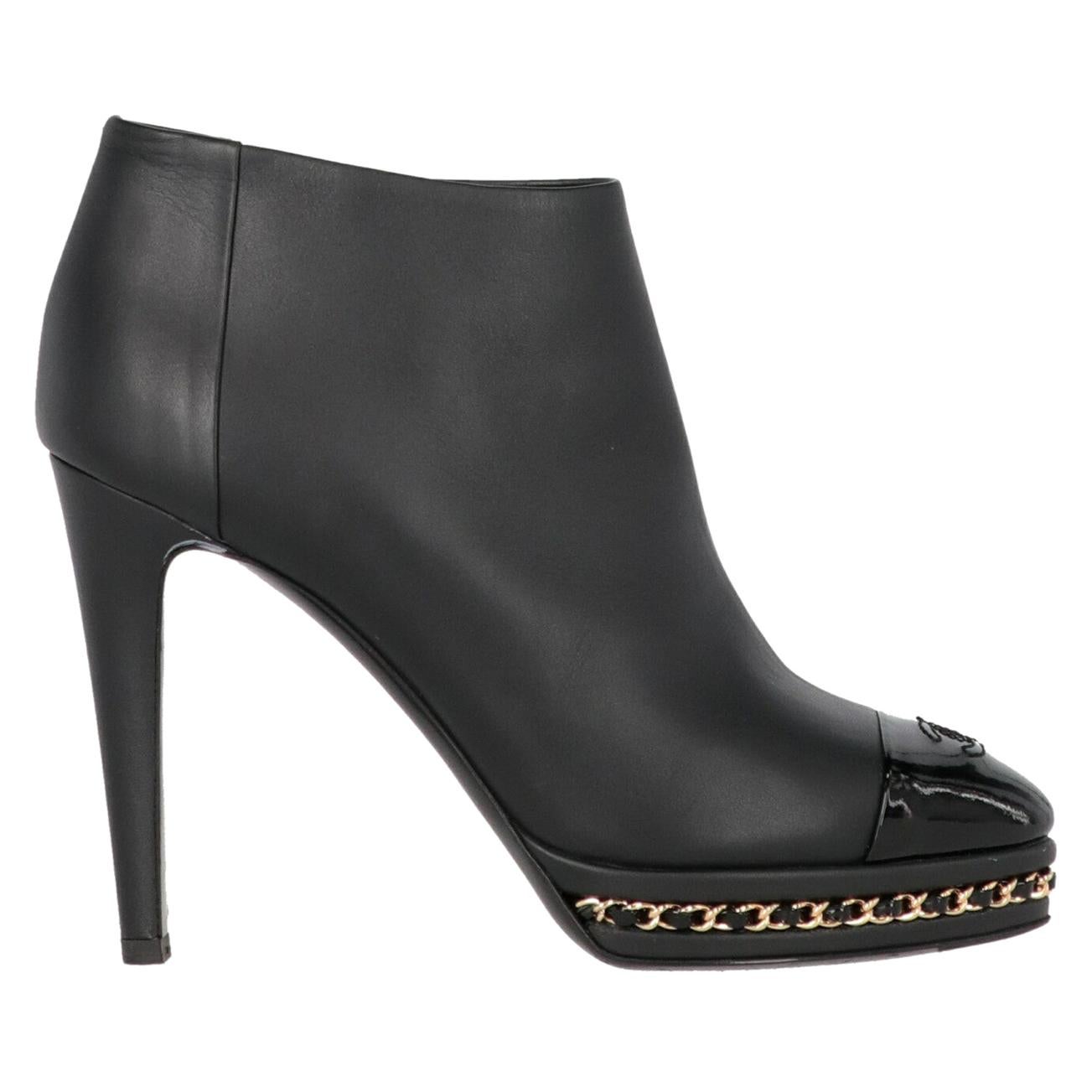 2010s Chanel Black Leather Ankle Boots