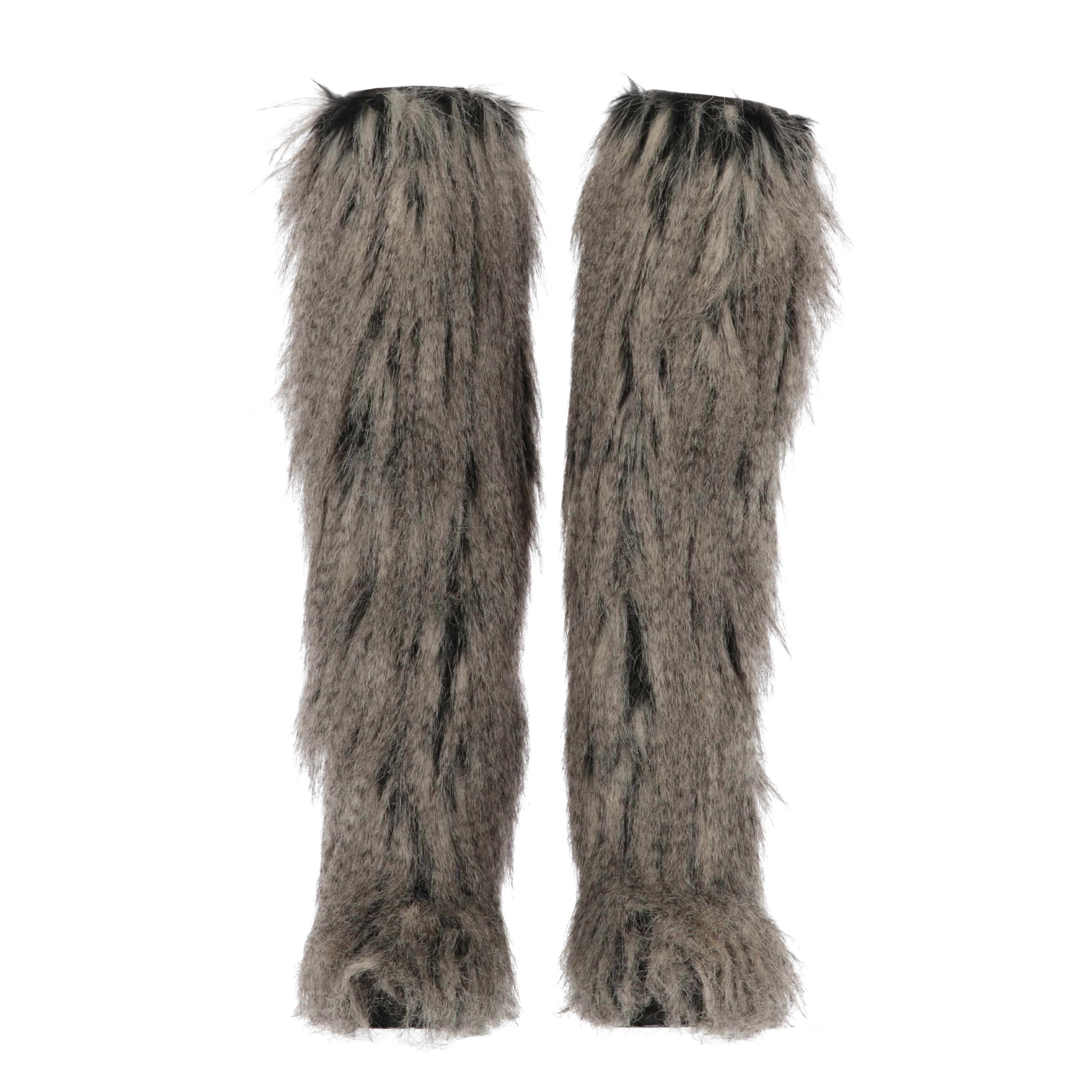 Gray 2010s Chanel Faux Fur Boots