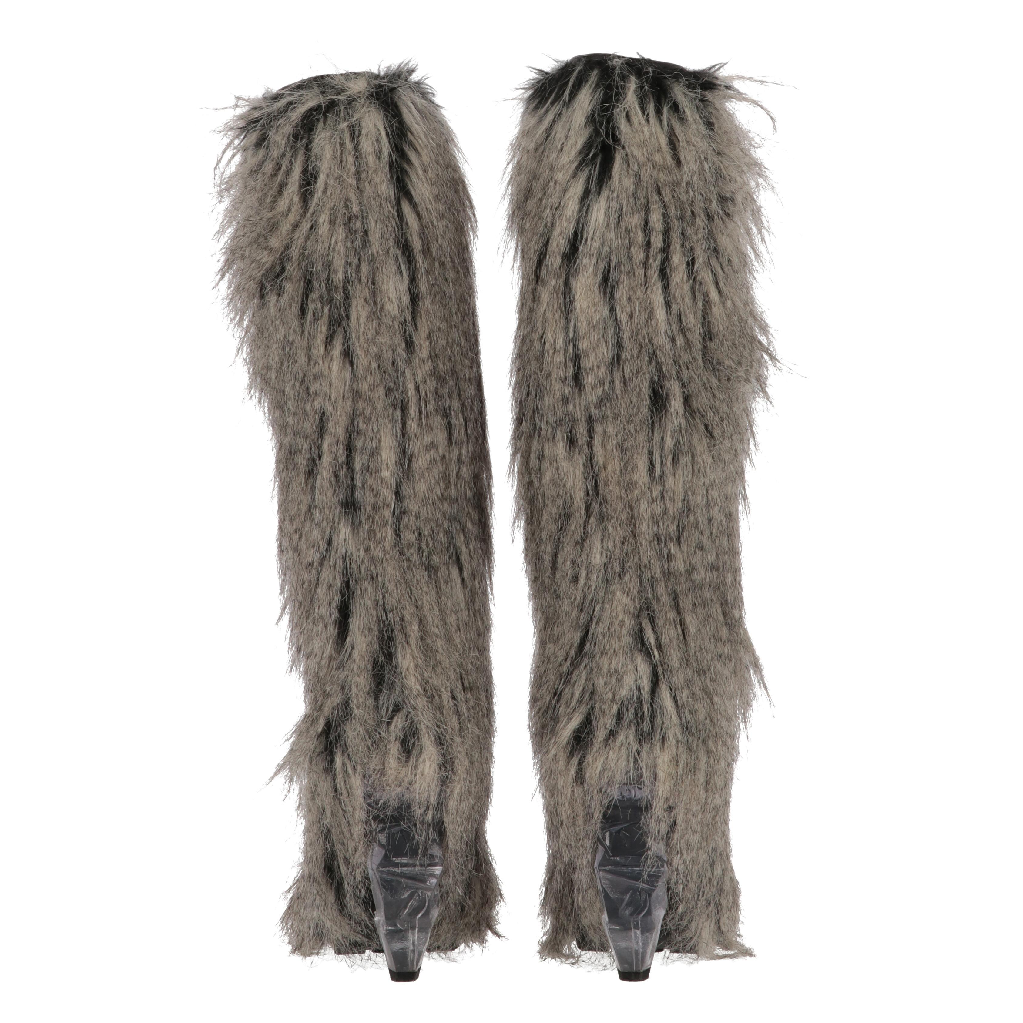 Women's 2010s Chanel Faux Fur Boots
