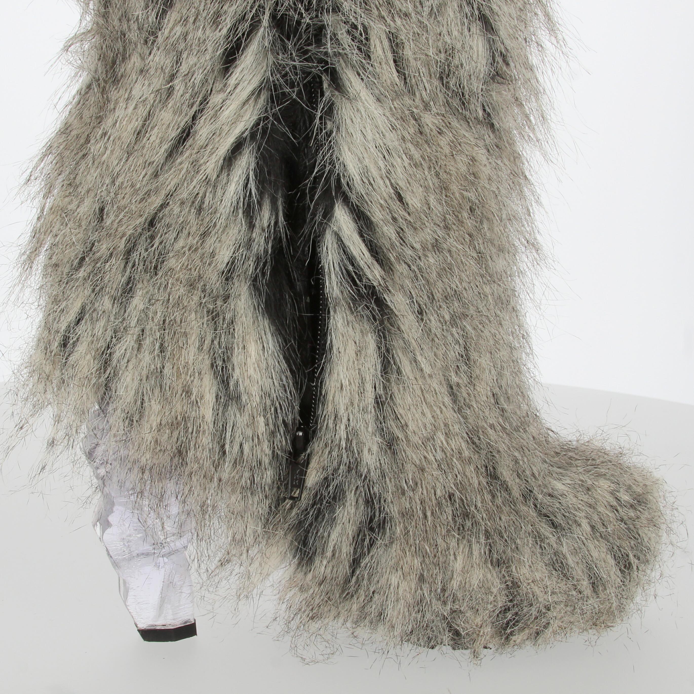 2010s Chanel Faux Fur Boots 3