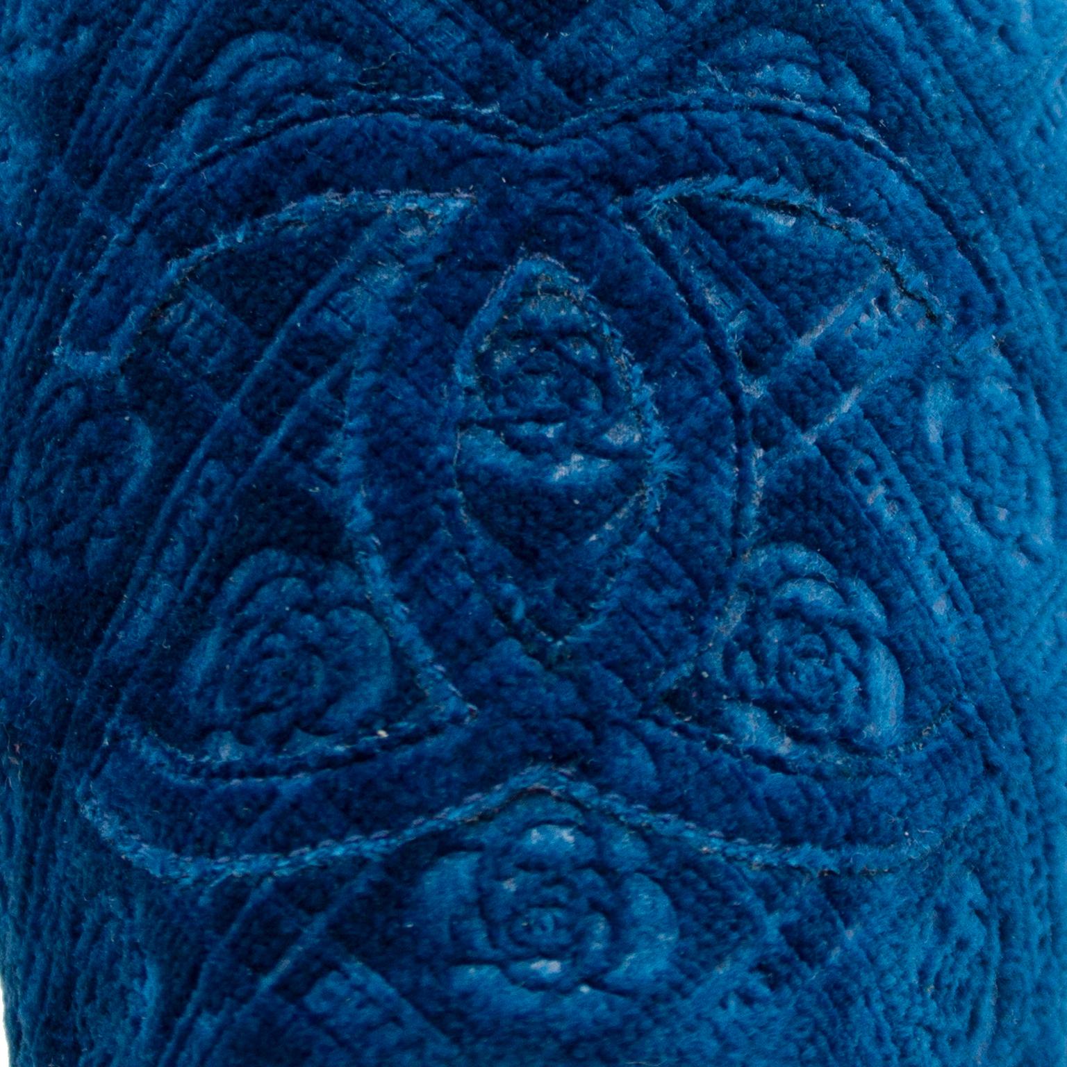 Women's 2010s Chanel Navy Blue Cut Velvet Espadrilles