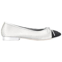 2010s Chanel Silver Ballet Flats