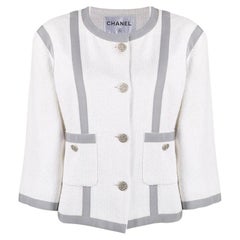2010s Chanel white cotton tweed jacket