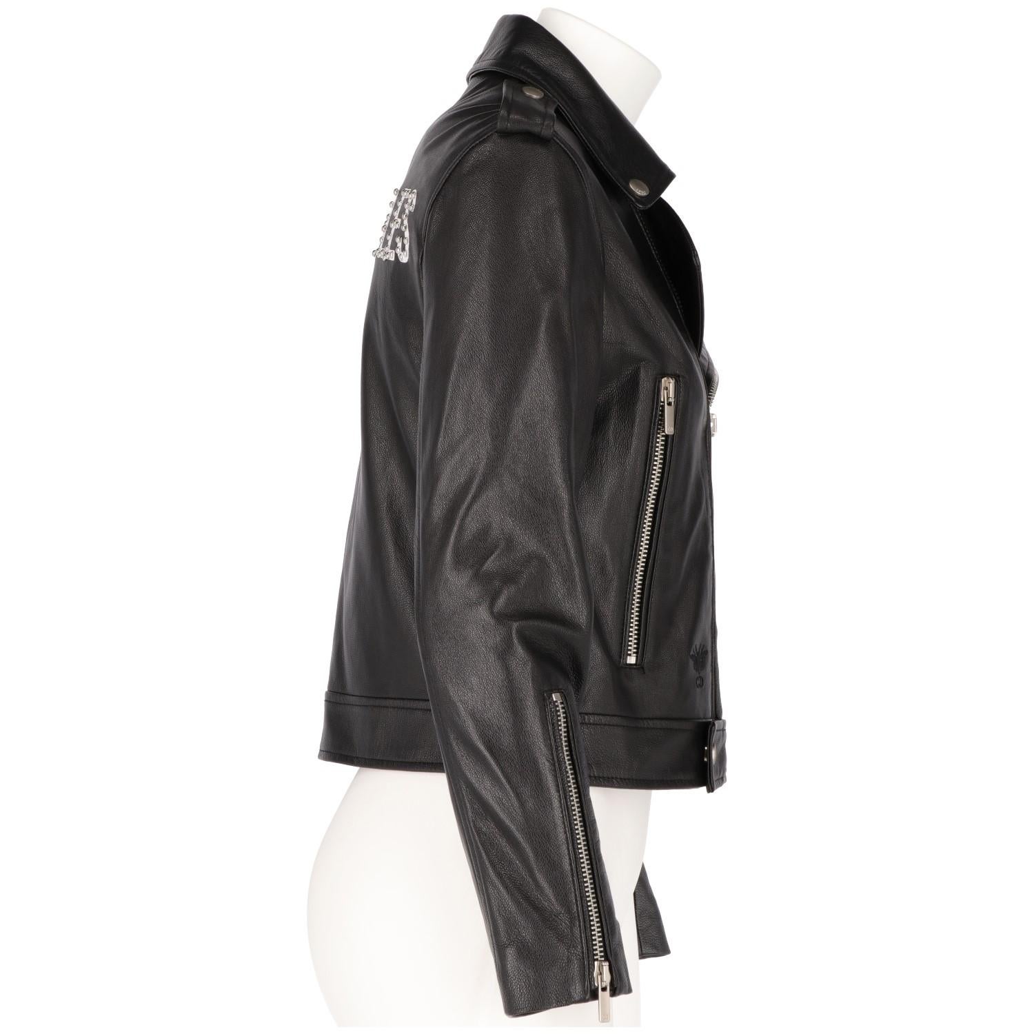 2010s Christian Dior Black Leather Biker Jacket In New Condition In Lugo (RA), IT