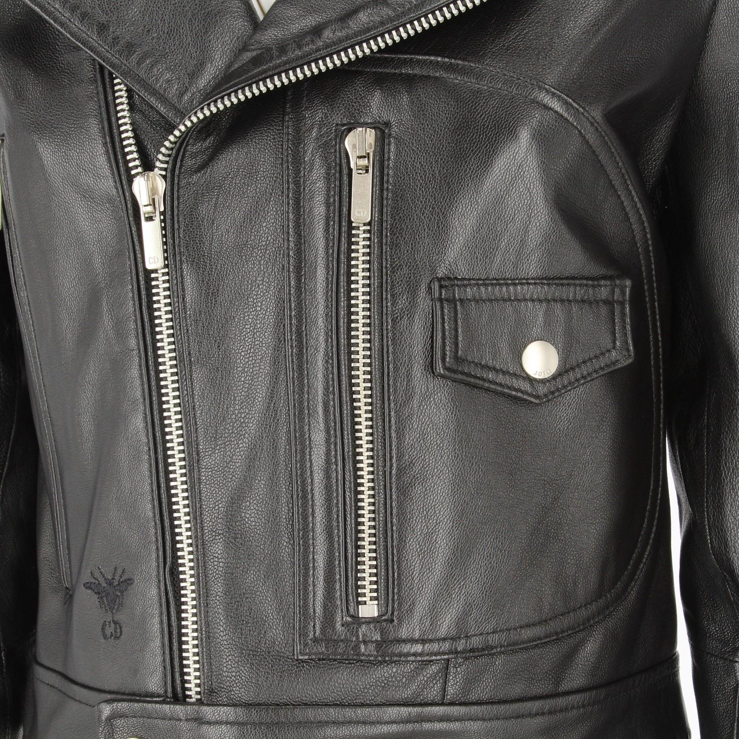 dior black leather jacket
