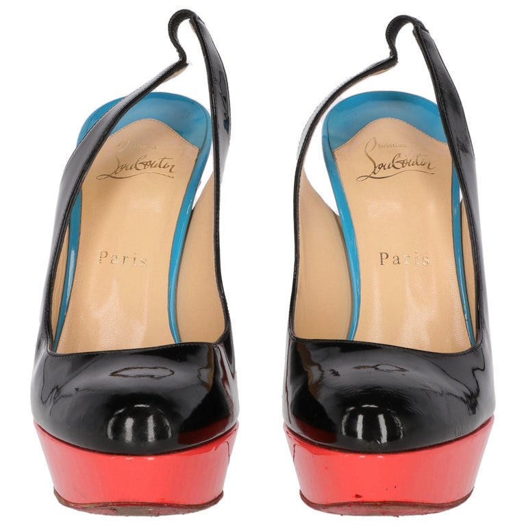 2010s Christian Louboutin Color Block Patent Leather Slingback at 1stDibs