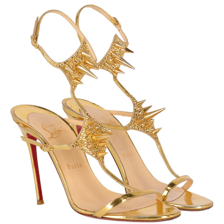 2010s Christian Louboutin Gold Sandals at 1stdibs