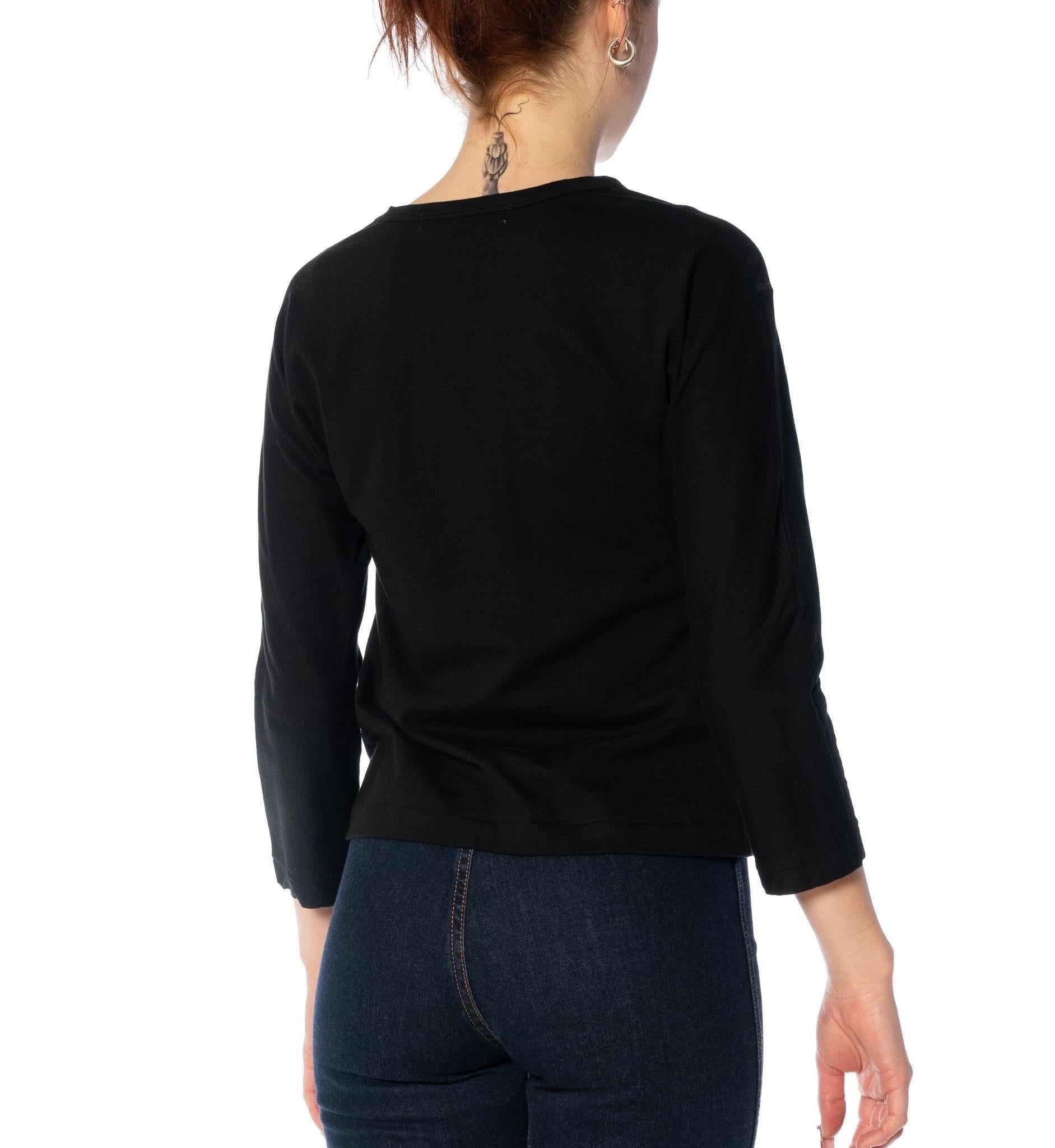 2010S COMME DES GARCONS Black Cotton Long Sleeve Shirt With Stitching Detail, 2 2