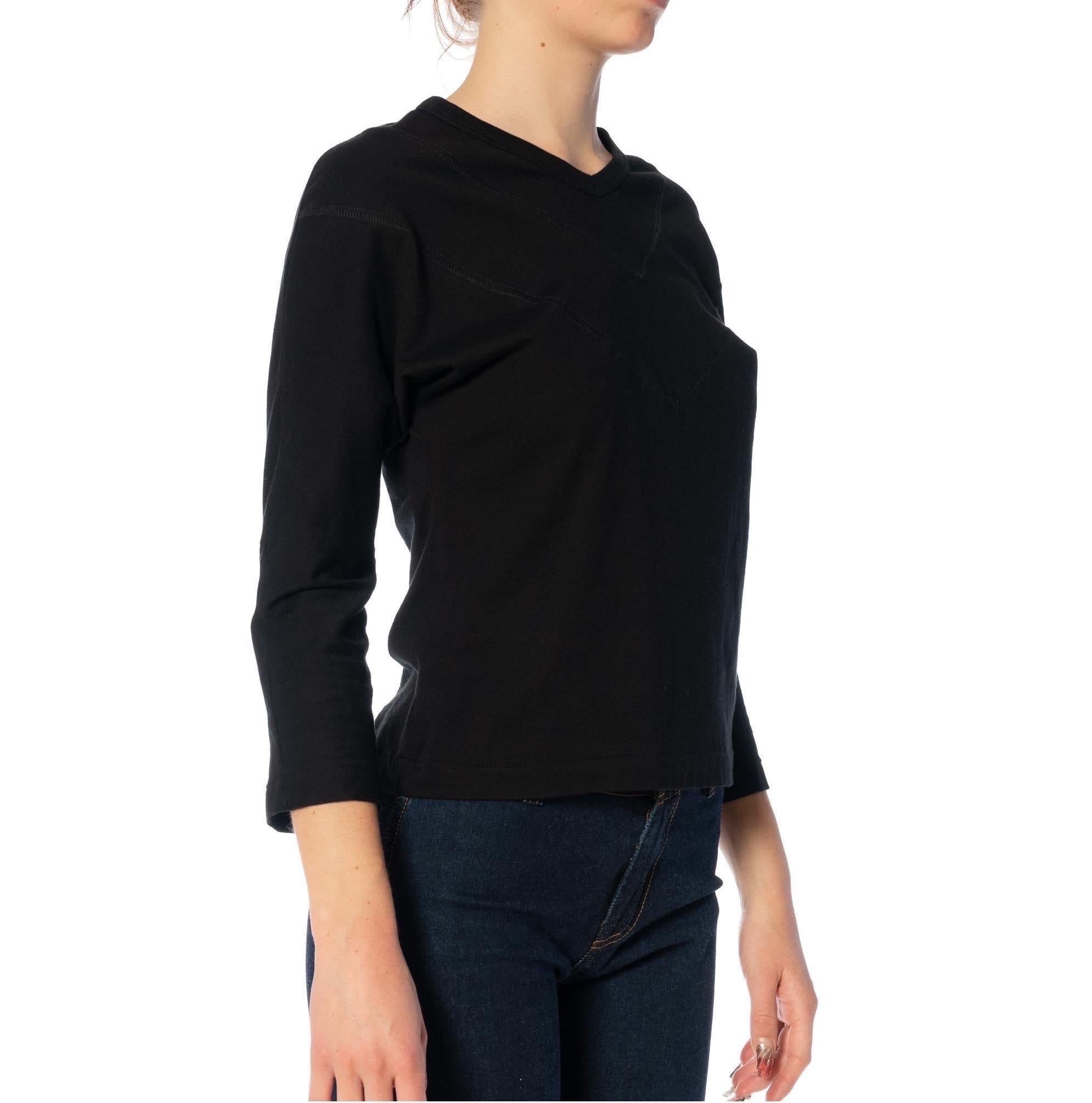 2010S COMME DES GARCONS Black Cotton Long Sleeve Shirt With Stitching Detail, 2 For Sale 4